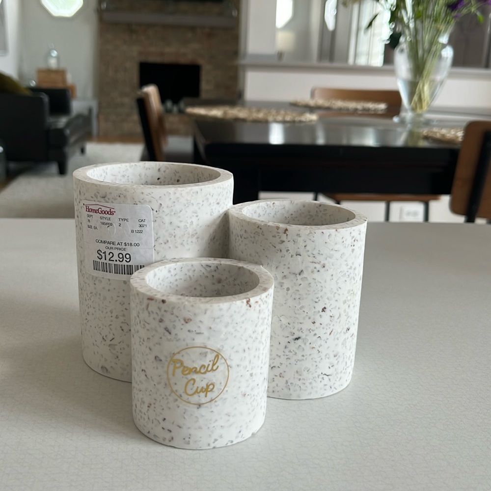 Never used. Toothbrush holder/ pencil holder. Heavy stone. Unable to return